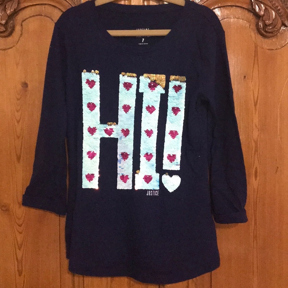 Justice Long Sleeved Navy with Reversing Sequins